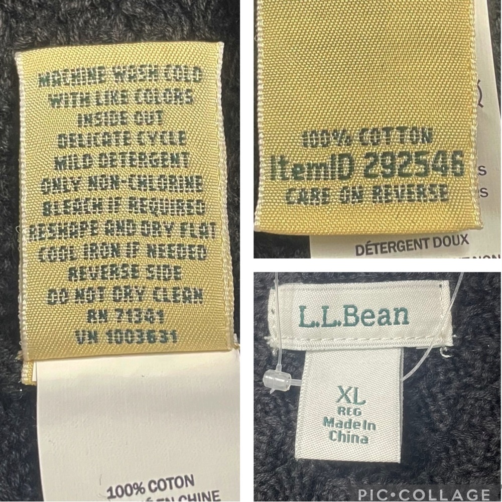 NEW LL Bean Black Basket Weave Pullover Sweater 100% Cotton Size XL Boat Neck - Picture 15 of 16
